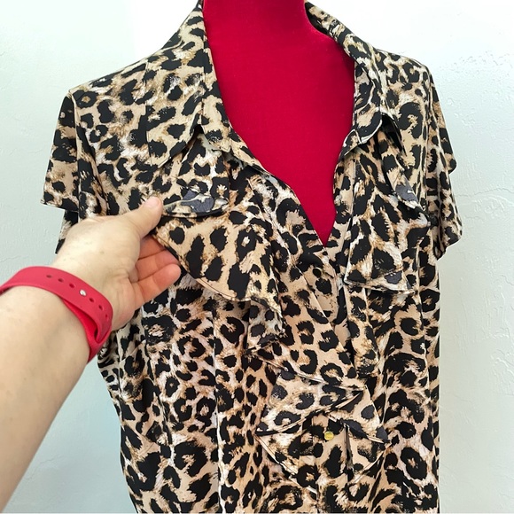 Calvin Klein Top Lucious Leopard! Ruffled Goodness! Size 2X - Picture 6 of 11
